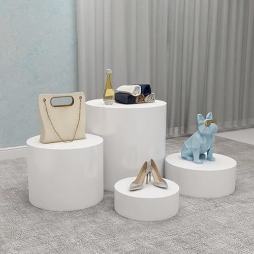 Pedestales para exhibición, Base de Plataforma para maniquíes, Pedestal Redondo Decorativo para Mesa de postres, pilares para Tienda de Ropa, Blanco, 40 x 15 cm