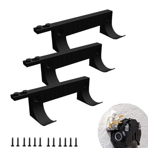 Image of Wall Mount for Brick Cars and Figure,Wall Mount for Any Lego Speed Champions Sets Wall Bracket for Lego Speed of Champions with a Base for The Pilot, 3pcs Black
