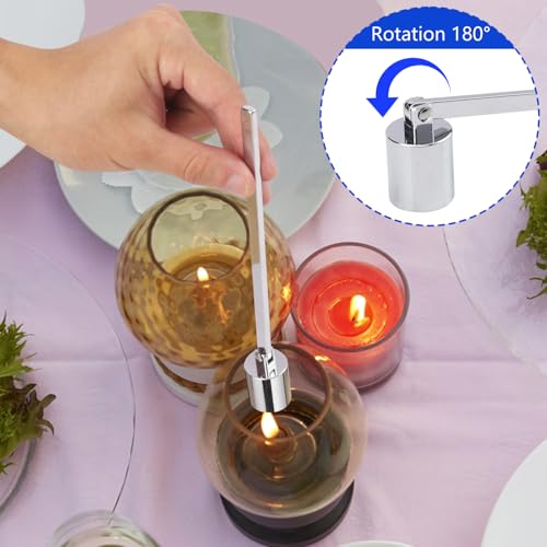 Biugaaufai 8 Pack Silver Candle Snuffer, Premium Stainless Steel Wick Flame Extinguisher, 6.3 Inch Long Handle, Elegant Design for Scented Candles, Wick Snuffer for Candle Lovers - Thumbnail 6