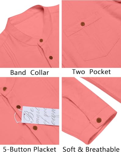 Image of Macsivo Cotton Blend Solid Casual Short Kurta for Men Long Sleeve Mandarin Collar Stylish Shirt Kurta for Men