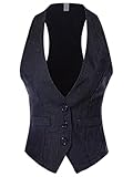 Design by Olivia Women's Racerback Pinstripe Tuxedo Suit Vest Waistcoat Stripe Navy/White M