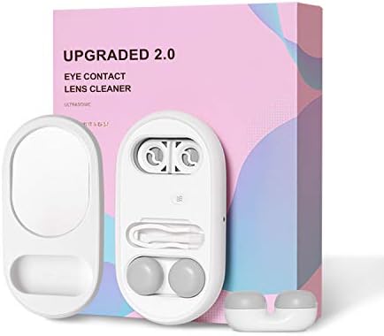 CONBOLA 5 in 1 Ultrasonic Contact Lens Cleaner,Colored Contact Lenses Case,Contacts Cleaning Machine for Daily Lens Cleaning,USB Rechargeable,Portable for Travel,Date etc.（White）