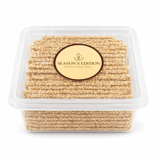 Image of Season's Edition Thin Sesame Chikki-250 gm | Easy to Bite, Soft Crunch, Ideal for Kids & Seniors | Nutritious, Delicious, High Protien, Healthy Gajak Snack with Sesame, Groundnut & Jaggery | No Added Preservatives or Colors