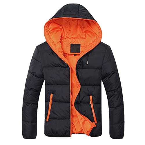 Sweat A Capuche Homme Vintage Slim Doudoune Homme Hiver avec Capuche Chaude Veste Imperméable Homme Travail Chaud Marque sous Pull Thermique Homme Veste Camouflage Homme Orange M