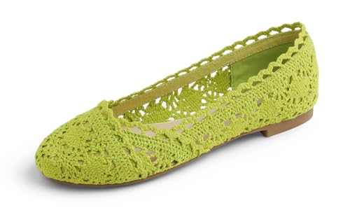 Image of FEVERSOLE Women's Comfort Breathable Knit Crochet Shoes Lace Ballet Flats