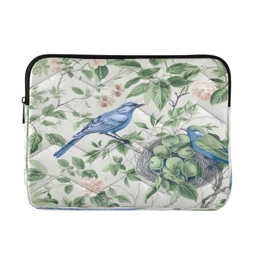 Funda para portátil 13-14 pulgadas impermeable con diseño de aves y hojas