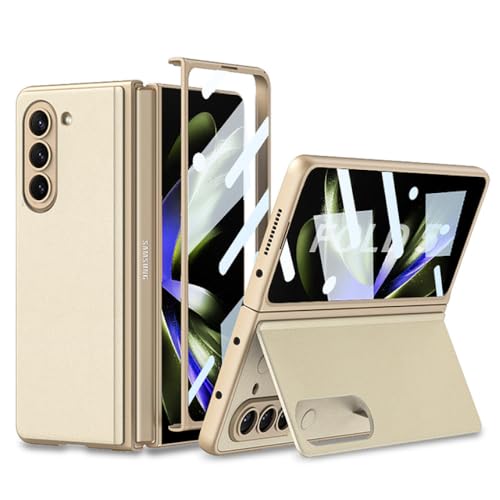Housse Samsung Galaxy Z Fold 5 cuir mat antichoc champagne