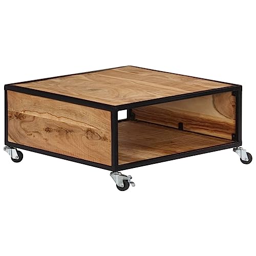 ARKEM Mesa de Centro de Madera Maciza de Acacia 70x70x32 cm Mesa Auxiliar Salon Mesa de Centro Salon Mesa de Salon Coffee Table mesita Auxiliar
