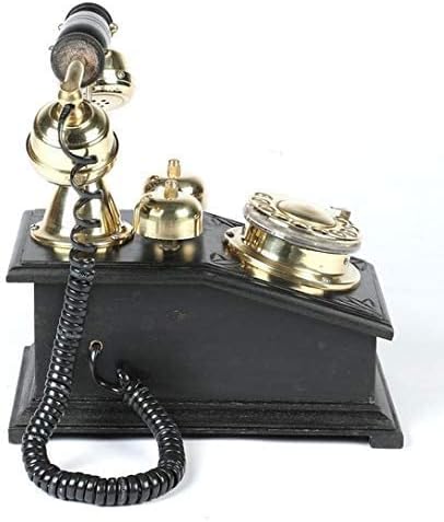 Wooden Brass Telephone – Handmade Vintage Style Working Rotary Dial Phone for Home Décor & Housewarming Gift
