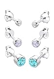 Elli Orecchino Donna Set Semplice Spina con Cristalli Swarovski in Argento Sterling 925