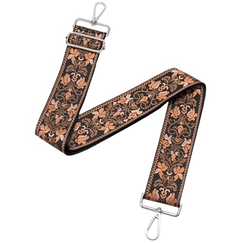 Image of Flower Purse Strap Replacement Embroidery Crossbody Shoulder Strap for Handbag Canvas Purse Extender Accessories