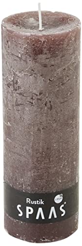 Spaas Rustic Unscented Pillar Candle 68/190 mm, ± 95 Hours, Warm Brown