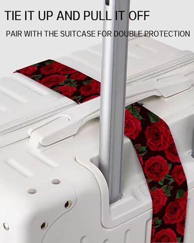 Image of Luggage Straps for Suitcases, Adjustable Travel Belt, Durable Wide Luggage Strap, Cute Suitcase Strap Identifiers with Buckle, Bag Straps for Luggage, Luxury Roses