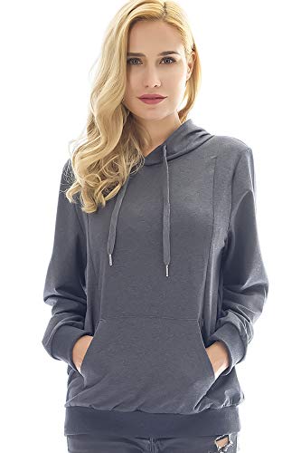 Image of Bearsland Women's Maternity Sporty Hoodie Breastfeeding Shirt Nursing Sweatshirt with Pockets