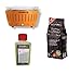 LotusGrill - Nuevo Modelo 2019 - Barbacoa XL Naranja con baterías y Cable de alimentación USB + 1 Kg Bolsa Carbón de Haya + 200 Ml Gel Bioetanol - ¡Paquete Exclusivo de YesEatIs!