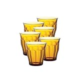 25cl/250ml (6pc) Duralex Set of 6 Picardie Tumblers, Amber, 8.75-Oz. by