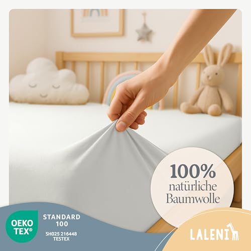 Laleni Jersey Spannbettlaken, 100x115cm, für Baby Beistellbett & Stubenwagen, 100% Baumwolle, Oeko-TEX Zertifiziert, Ivory – Ansicht 3