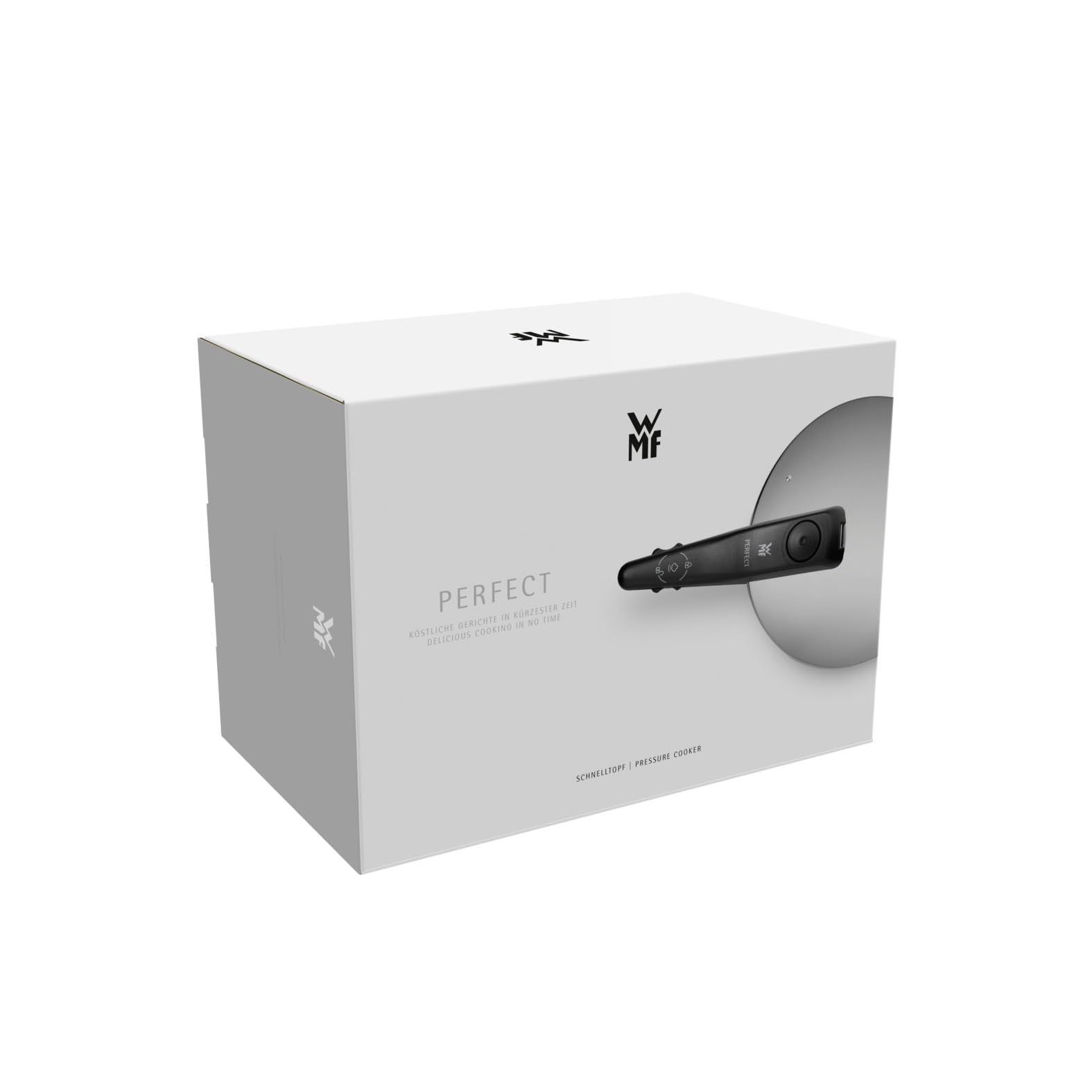 WMF Perfect One Pot - Pentola a pressione a induzione, 8,5 l, grande segnale di cottura, 2 livelli di cottura, manico rimovibile con coperchio in acciaio INOX Cromargan
