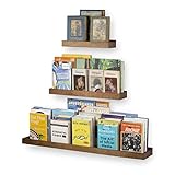 Wallniture Trendy Wooden Bathroom Tray | Wall Mounted Storage Solution | Floating Shelves in Varying Sizes Walnut Set of 3