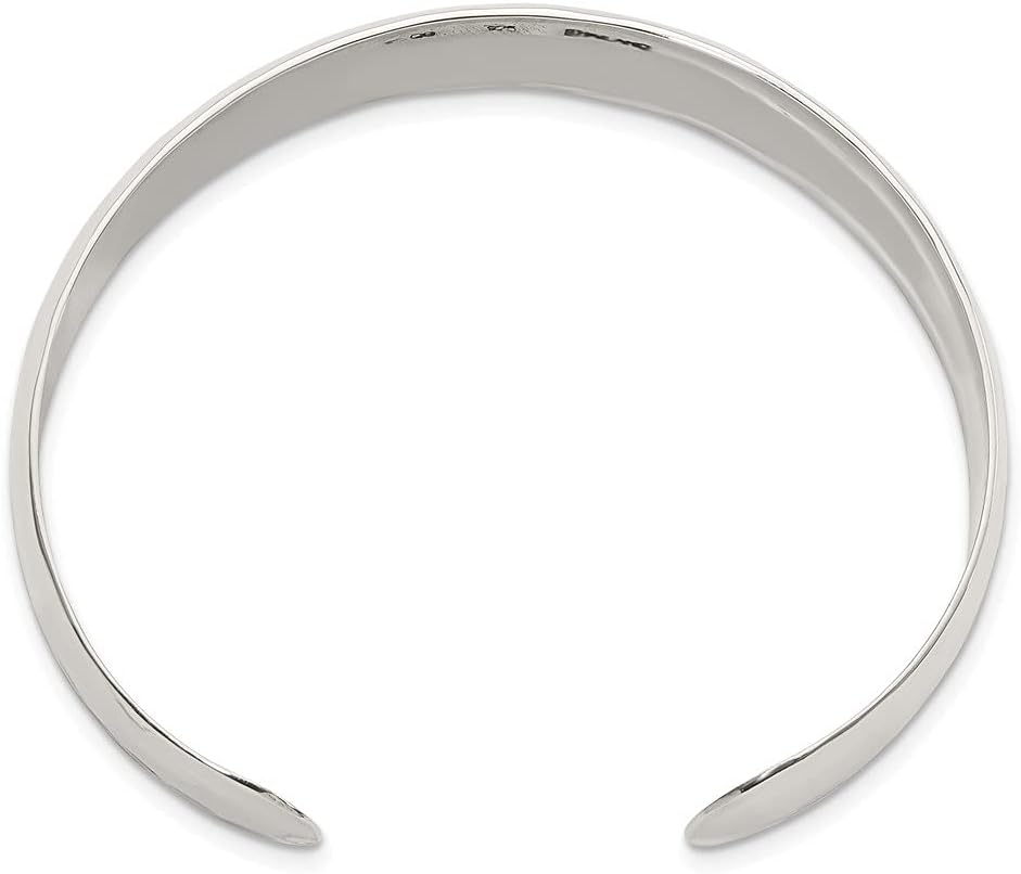Diamond2Deal 925 Sterling Silver 13.5mm Hammered Cuff Bangle Bracelet