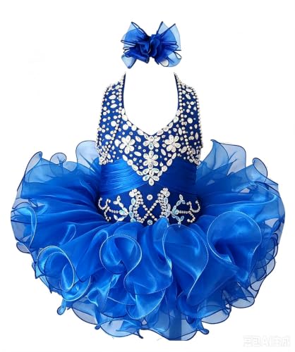 Jenniferwu G153-4 Infant Toddler Baby Newborn Little Girl's Pageant Party BirthdayDress (0-3Months, RoyalBlue)