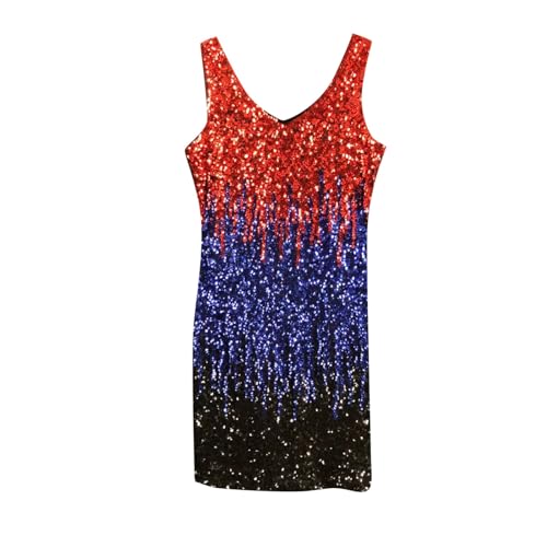 Robe à paillettes dégradée rouge-bleue femme tenue de fête carnaval