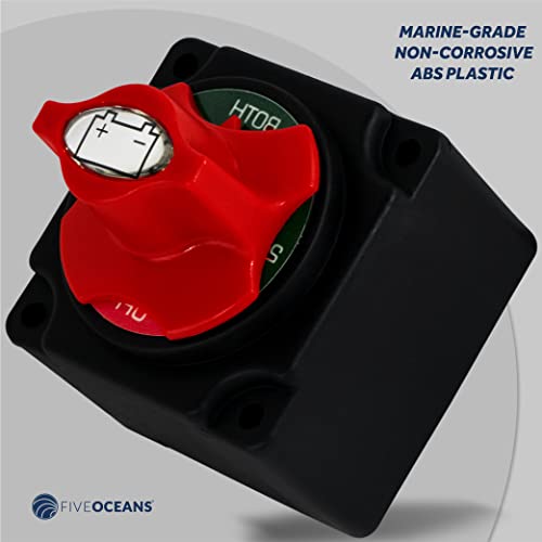Five Oceans Marine Selector Boat Battery Switch With Knob, 250 Amp Continuous 350 Amp Intermittent (Off-1-2-Both (1-Pack)) #TOP4