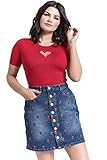 Minifalda de mezclilla azul retro Hell Bunny con bordado de fresas