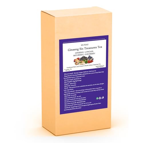 EILTEAU Ginseng Six Treasures Tea, Longan Mulberry Goji Berry, Kidney Tea Formula Ginseng Six Treasure Teas - Kidney Cleanse Detox & Repair for Men and Women (1)