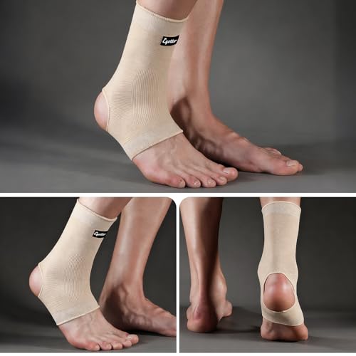 eYotto Compression Ankle Sleeve For Men Women(2 PACK), Breathable Ankle Support Brace Compression Sock For Men Women for Swelling, Plantar Fasciitis, Sprain, Pain Relief, Running