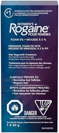 Rogaine Women's Hair Loss & Thinning Treatment, 5% Minoxidil Foam, 2 Month Supply 1x60g