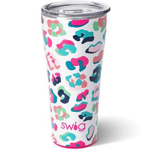 Swig Life 32Oz Triple Insulated Tumbler, Cup Holder Friendly, Dishwasher Safe, Stainless Steel, Double Wall, Vacuum Sealed Travel Coffee Mug (Party Animal) #TOP8