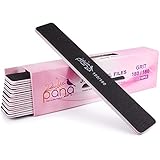 10PCS Jumbo Size PANA Professional Double Sided Nail Files - Black, 180/180 Grit - Emery Board Nail Buffering File Manicure Pedicure Nail Polisher Washable