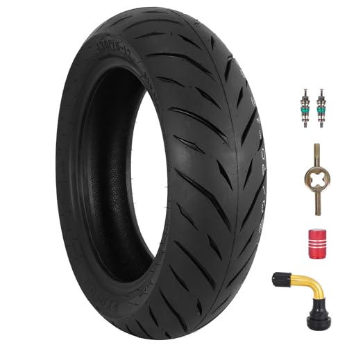 130/70-12 Scooter Tire - 130/70-12 Tubeless Tire for E-Bike E-Moto Scooter Moped E-Tricycle with 12 Rims - Front/Rear Tire - Bias - 6PR 62 P - 1 PACK