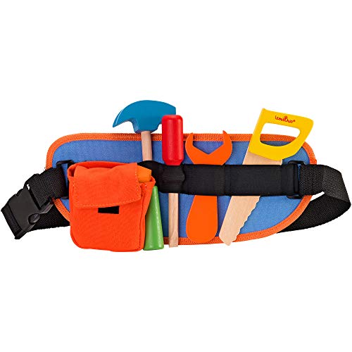 Globo Toys Globo 37340 Legnoland - Herramientas de Madera con cinturón (7 Piezas)