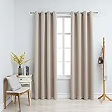 Avec des anneaux en métal SKM Rideaux occultants avec Anneaux en métal 2 pcs Beige 140x245 cm, Weight:1.9 kg,134444