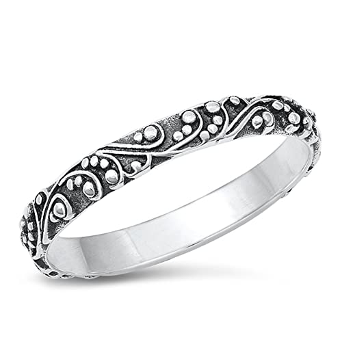 CloseoutWarehouse Sterling Silver Decorated Swirl Bali Style Ring