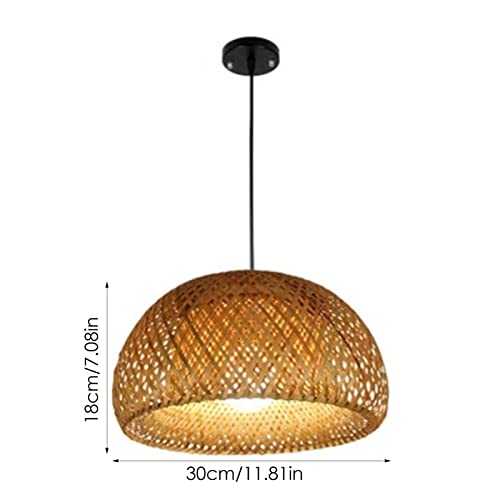 Luminária pendente de tecelagem | Lâmpada de arte de tecelagem com abajur de tecido de bambu - Lustr