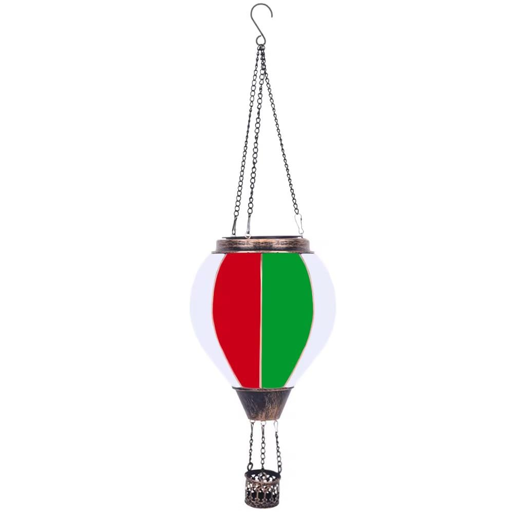 Generic Metal Hot Air Balloon Lantern with Auto On Off Solar Flame Light for Outdoor Garden Patio Lamp