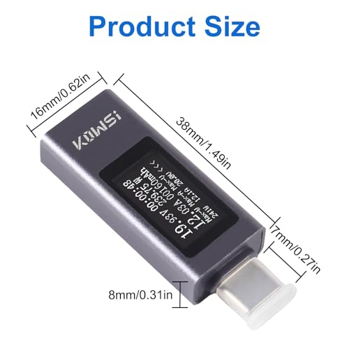 Image of 2Pcs USB C Tester Power Meter Digital Multimeter 4-30V 0-12A LCD Display Type C Voltage Current Tester Monitor, Working Time Ammeter Voltmeter USB Cable Charger Detector, Power Bank Capacity Detector