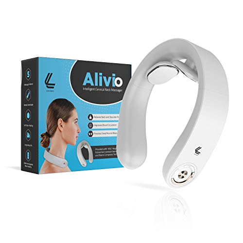 Alivio Neck Cervical Massager,Intelligent Portable Neck Massager by Logybird with Heat Cordless,3 Modes 15 Levels Smart Deep Tissue Trigger Point Massage Use at Home,Office,Outdoor,Car
