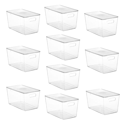 Image of Vtopmart 10 Pack Clear Stackable Storage Bins with Lids,XLarge Plastic Containers with Handle for Pantry Organizer and Storage,Perfect for Kitchen,Fridge,Cabinet, Closet,Bathroom Organization