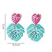 COLORFUL BLING Gold Green Palm Leaf Dangle Earrings Tropical Monstera Leaves Eardrop for Women Girls Bohemia Jewelry-mix rose