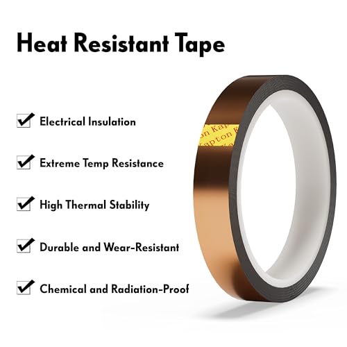 Image of KILAY High Temperature Tape Heat Tape Heat Resistant Tape Heat Transfer Tape Heat Tape for Sublimation No Residue for Electronics Soldering Circuit Boards - No Residue, 2 Rolls 10mm x 40m 131ft