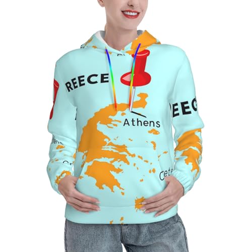 Sweat à capuche femme doux contre le froid imprimé Grèce