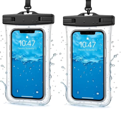 Capa Case Kit 2 Unidades A Prova D'água Impermeável para Celular Smartphone Capinha com Alça Universal Proteção 360º Completa Sensível ao Toque (Preto)