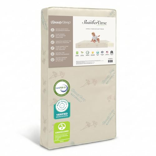 Simmons Kids SlumberTime Naturally 2-Stage Premium Plant-Based Soy Foam Baby Crib Mattress & Toddler Mattress - Waterproof - GREENGUARD Gold & CertiPUR-US Certified - Ideal Firmness - Made in USA