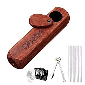 Handmade Tobacco Pipe Set – Retro Tobacco Pipe with Sliding Lid, Rosewood Pipe Set with Box and Accessories for Beginner