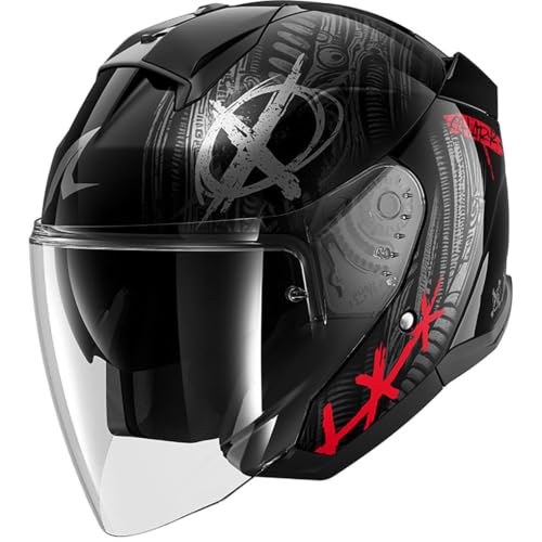 Casque jet SHARK Skwal Jet Shiever noir rouge pour vos trajets urbains en moto