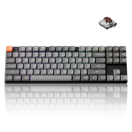 Keychron K1 Max Ultra-Slim Wireless Mechanical Keyboard, 80% TKL Layout Bluetooth/2.4 GHz/Wired Keyboard with Low-Profile Gateron Brown Switch, Hot-Swappable, RGB Backlit QMK for Mac Windows Linux